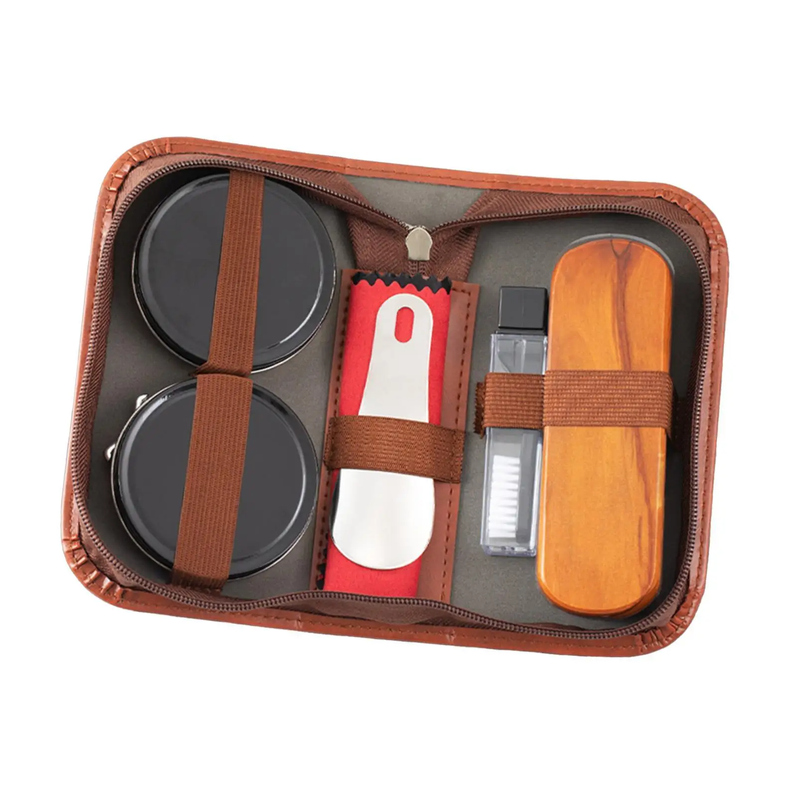

Shoe Polish Kit Conditioning with Zippered Bag Home Use Practical Polishing Cloths Portable Leather Shoe Shine Kit Cleaner Set