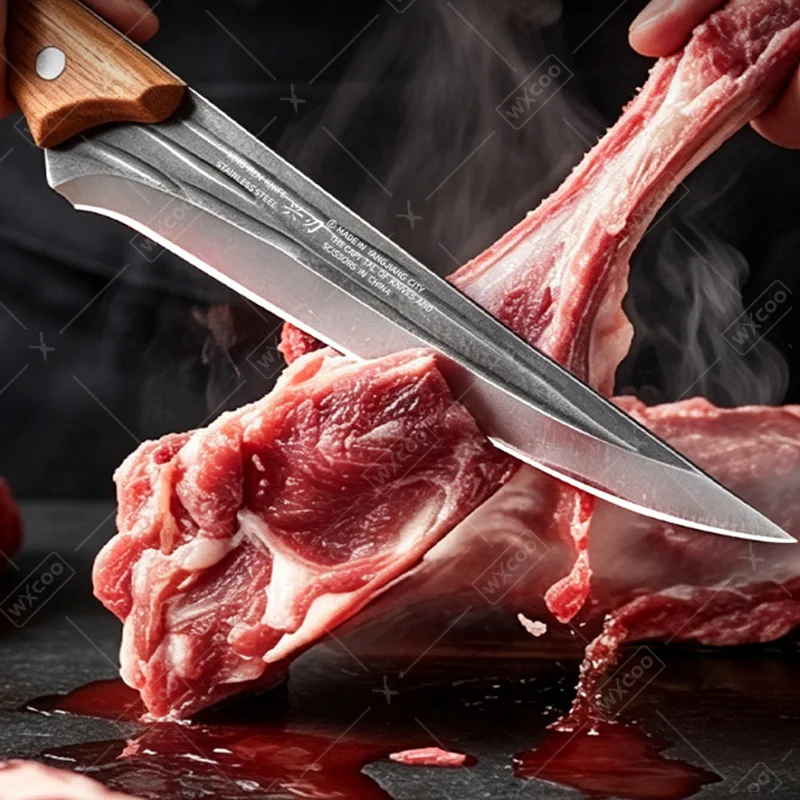 WXCOO Hand Forged Boning Knife Kitchen Versatile Butcher Knife Easy Cutting Stainless Steel Boning Fillet Knife with Cover