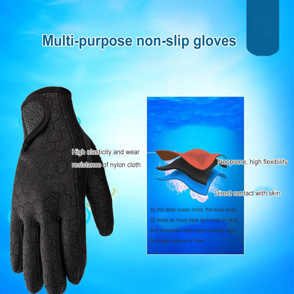 1 Pair Sports Gloves Nonslip Diving Underwater Mitten Outdoor Portable Warm Swimming Mitts Beginner Warmer  Black L