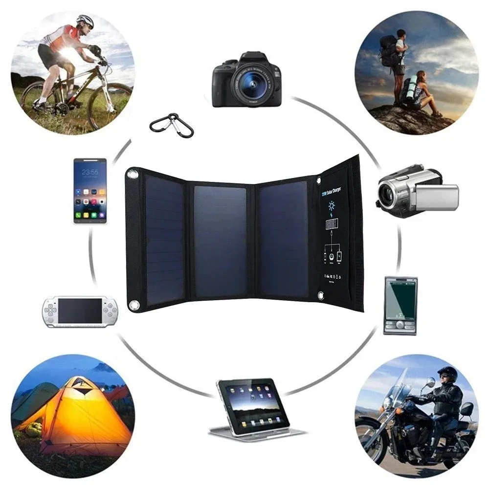 7W/10W/21W/28W/30W/60W/100W Foldable Solar Panel Charger Mobile Power Bank Photovoltaic Plate USB Outdoor Emergency Power Supply