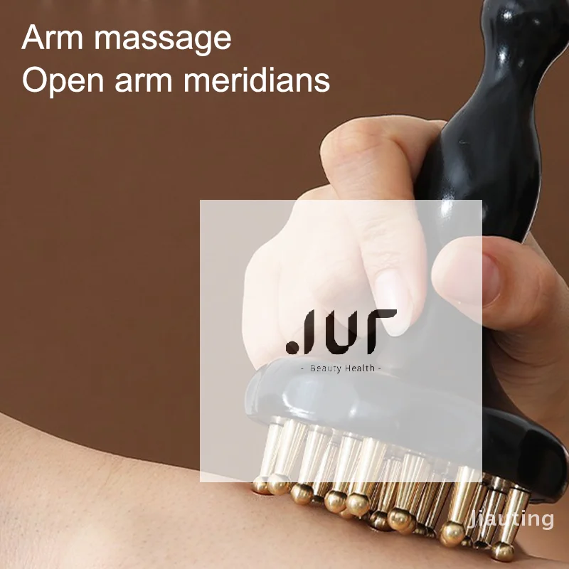 

Nose Guasha Massage Tool Meridian Brush Brass Bead Handheld Comb Antistatic For Face Nose Eye Relaxation Spot Meridians Acupoint