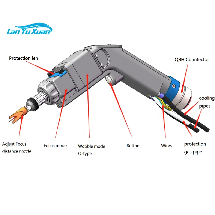 Manufacture Aluminum Wobble Hand-held Welding Head 1500W 2000W Fiber Laser Welding Head with Controller