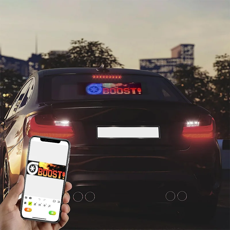ضوء تعبير نافذة السيارة الخلفية، شاشة إعلانية مرنة، شاشة عرض التقاط التمرير LED، شاشة إلكترونية للزجاج الأمامي USB