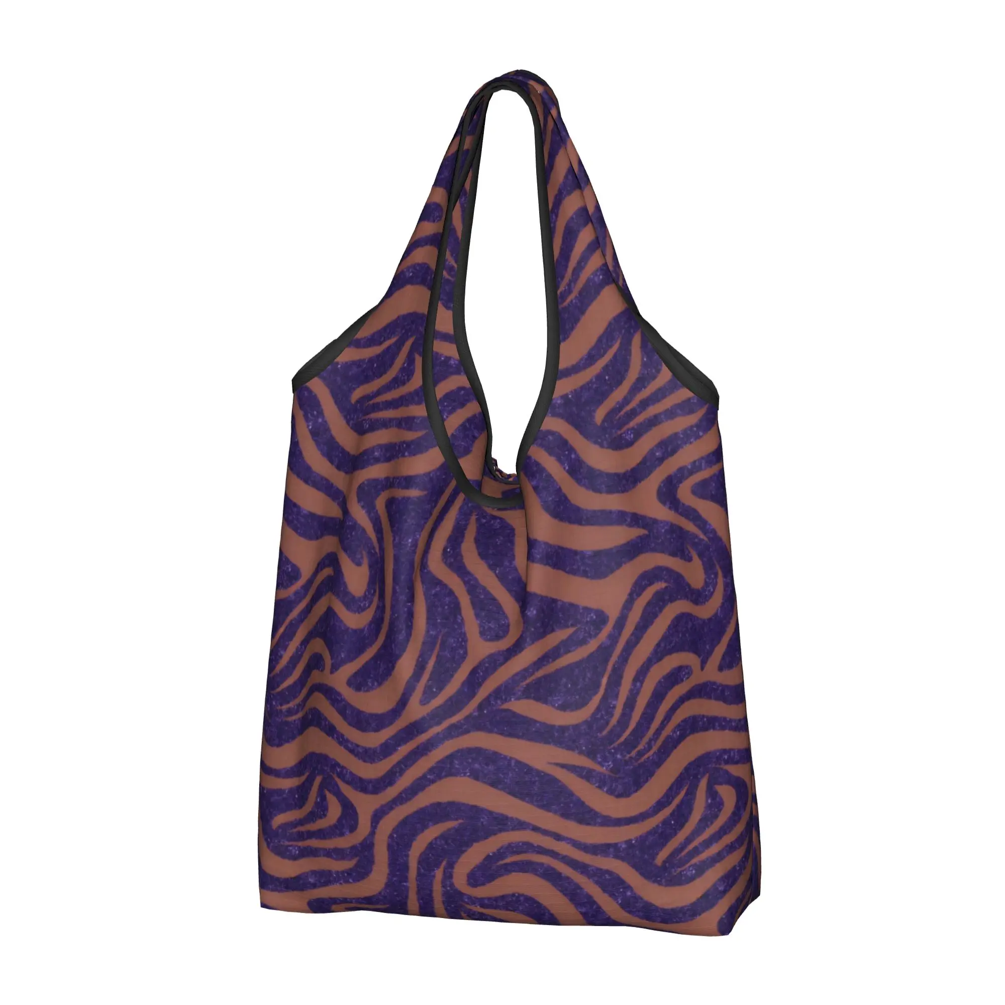 Custom Geometry zebra Tiger Cheetah Stripe  Shopping Bag Women Portable Big Capacity Groceries Wild Animal  Shopper Tote Bags