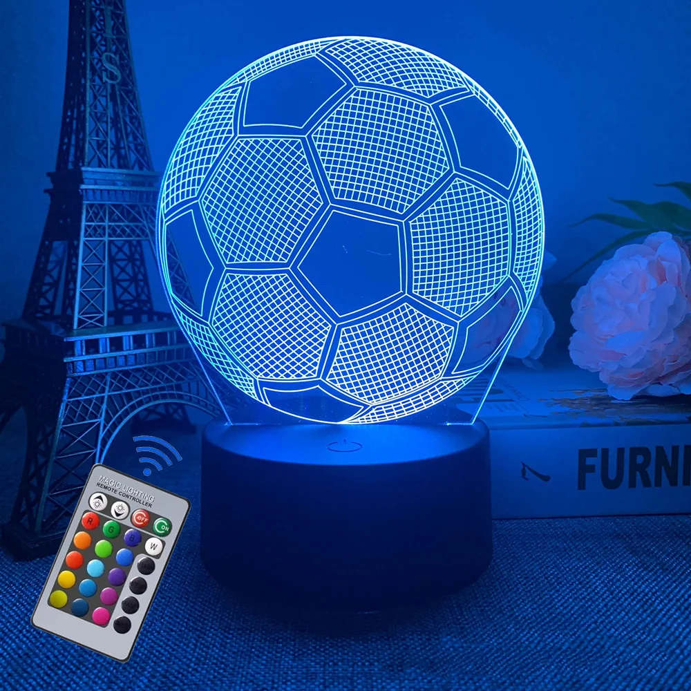 Football Character Messi 3D Night Light Led Optical Illusion Lamp Bedroom Decor with Remote Control 16 Colors Cool Gifts Toys