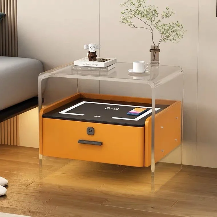 Smart Bedside Table,Nightstand with Wireless Charging