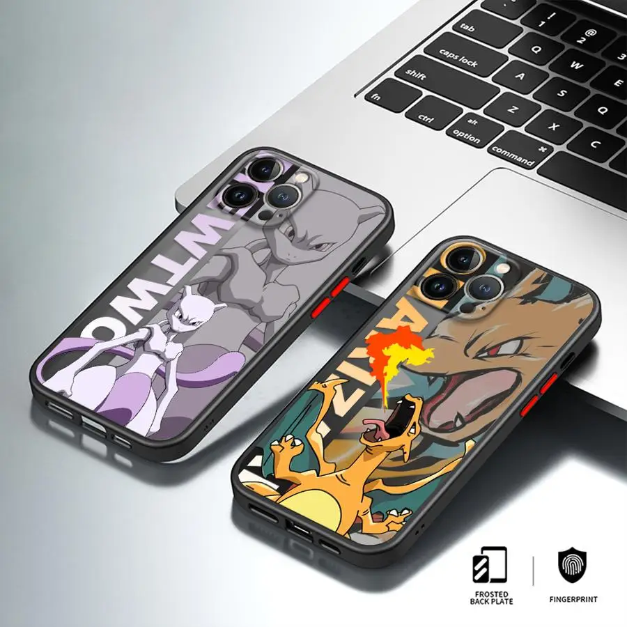 C-Charizard Mewtwo Phone Case for iPhone 16 15 11 12 13 14 Pro Max 16 Plus 12 Mini 7 8 XS 15Pro Shockproof Matte Cover