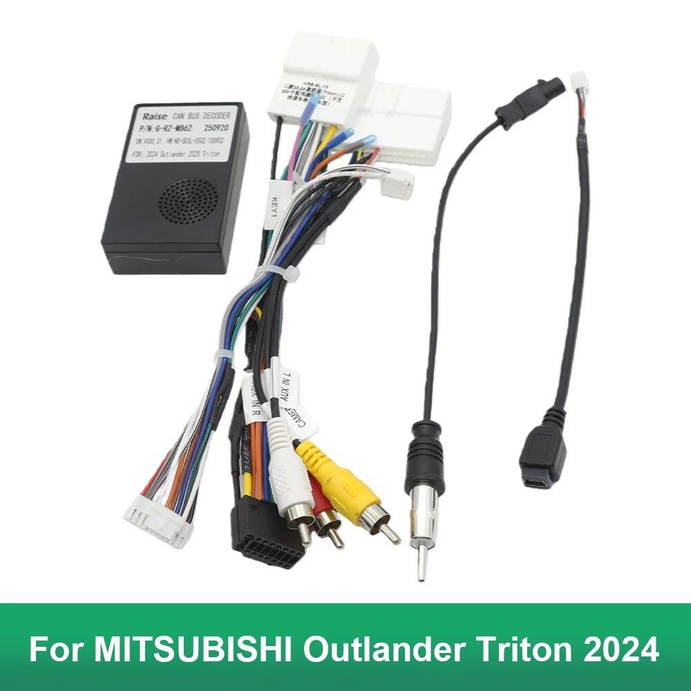 Car 16pin Wiring Harness Adapter Canbus Box Decoder Android Radio Power Cable For MITSUBISHI Outlander Triton 2024