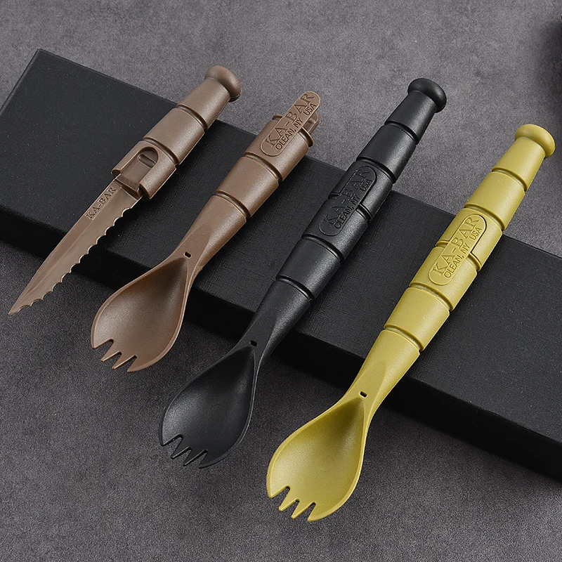 Taktisches Mini-EDC-Geschirr, multifunktionale Werkzeuge, Gabeln, Löffel, Messer, Kombination, für Camping, Wandern, Outdoor, Halloween – Detail 1