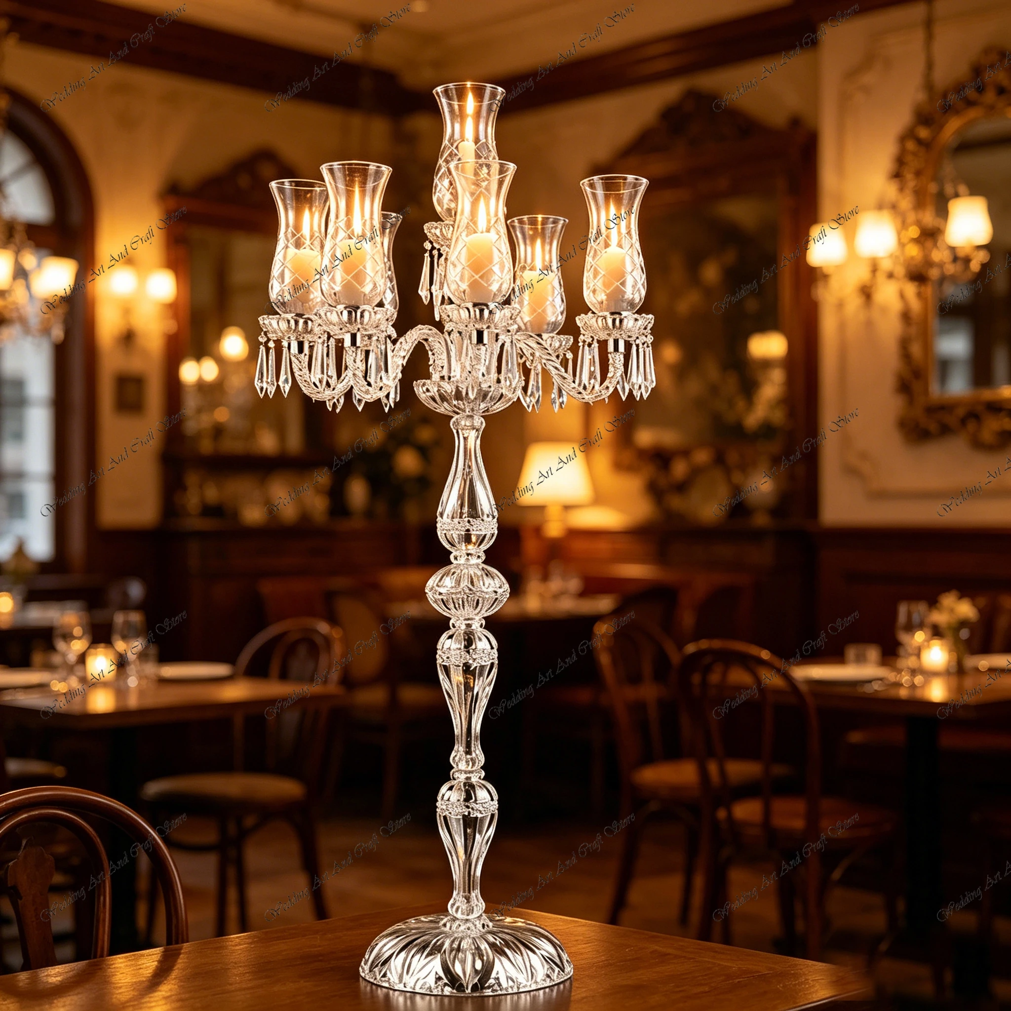 4pcs f30 135cm 5+1 Arm Crystal Glass Candle Holder Candlestick Candelabra Road Guide Lamp for Wedding Party Decorations ivy1021