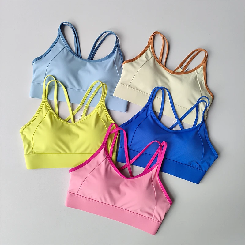 Women's Summer Shock-absorbing Running Yoga Tank Top with a Beautiful Contrasting Sports Bra and a Professional Pilates Bra