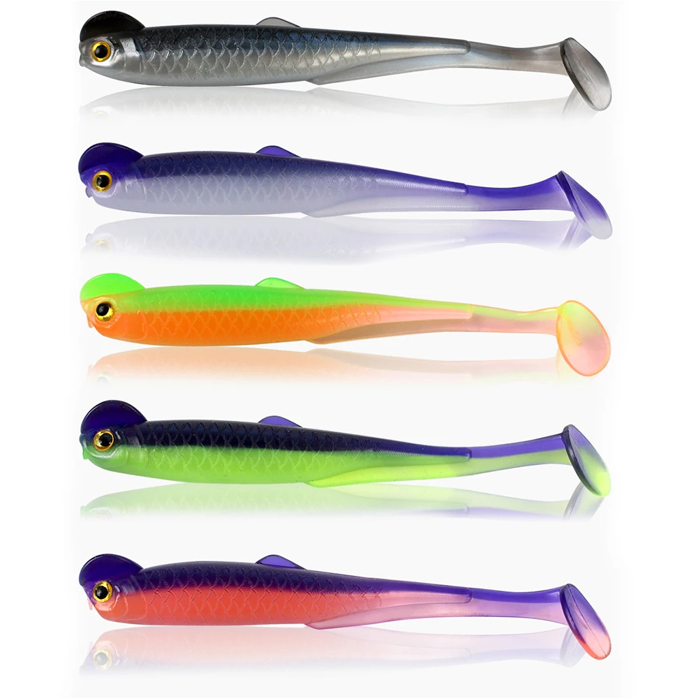 20 stücke Angeln Weicher Köder 1,3g/60mm PVC Paddel Schwanz Angeln Köder Shad Köder Swimbait wurm für Drop Shot Rig Texas Rig Bass Forelle