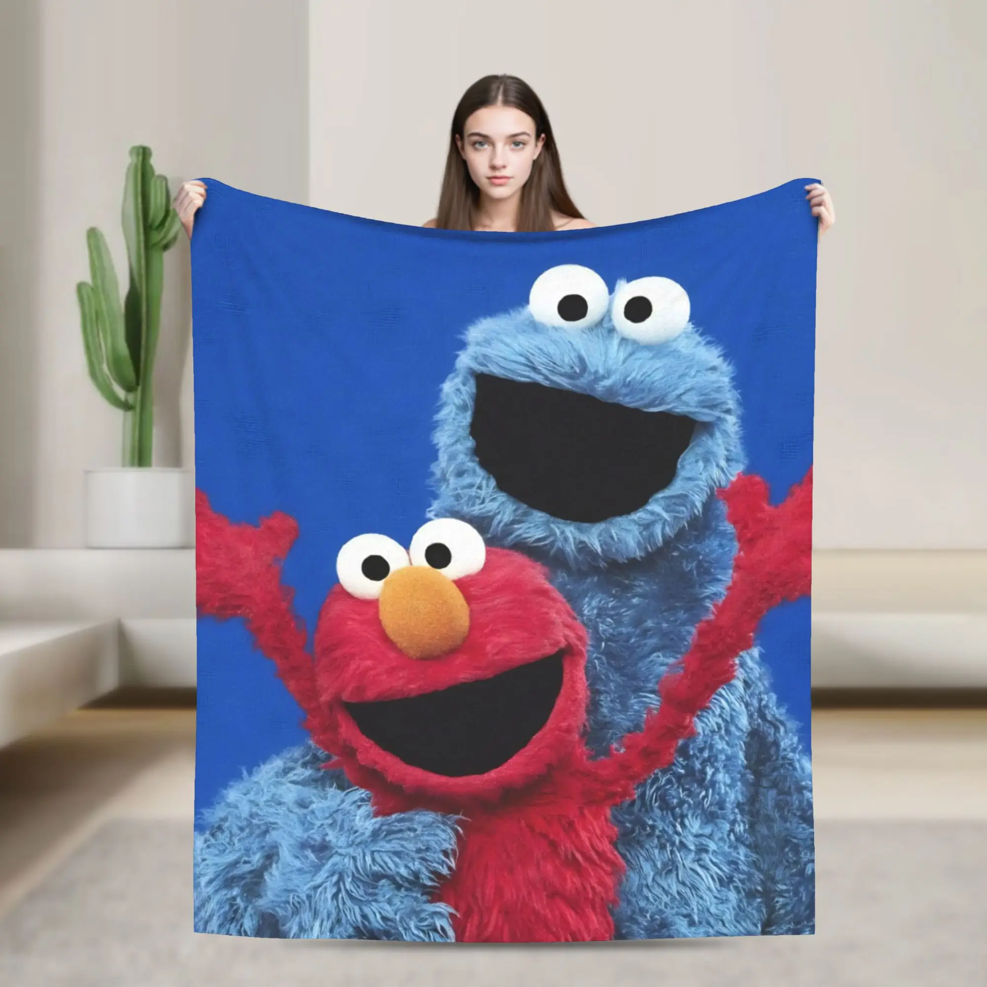 Sesames Streets Blanket Flannel Elmo Soft Throw Blanket for Home Couch Bedroom Quilt