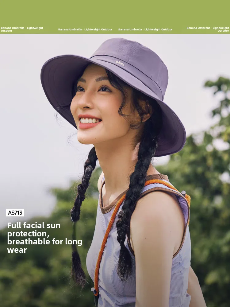 

Banana Le AS73 Outdoor Fiing Cap UV Protection Sunade Hat Summer Face Covering Foldable round Top Polyester Fiber