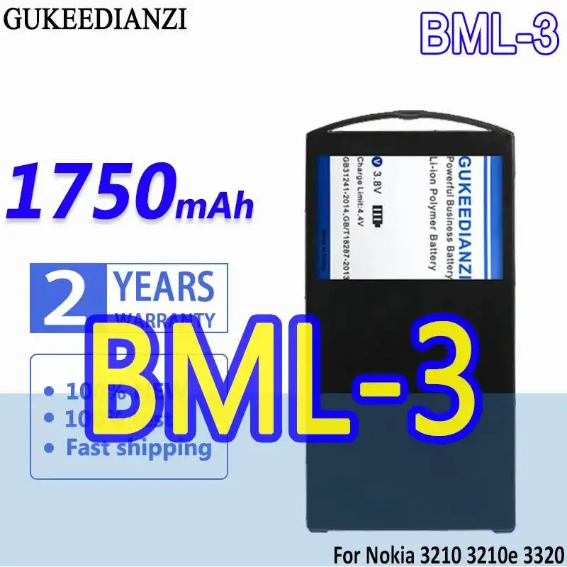 

High Capacity GUKEEDIANZI Battery BML-3 BML3 1750mAh For Nokia 3210 3210e 3320