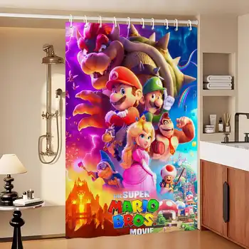 Anime film M-Mario 1ks sprchový závěs polyesterový vodotěsný sprchový závěs koupelnový závěs dekorace na závěs do koupelny příslušenství 10 nejlepší prodej Záclony Super Mario - №5
