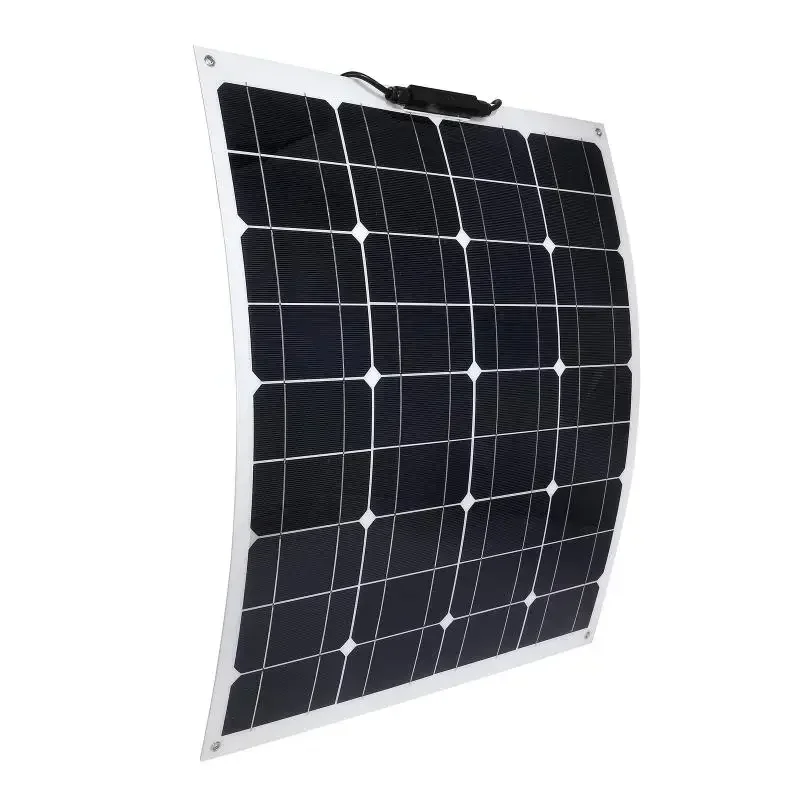 100w painel solar semi-flexível painel solar monocristalino ao ar livre carregamento de emergência de energia solar para carro iate rv barco carregamento