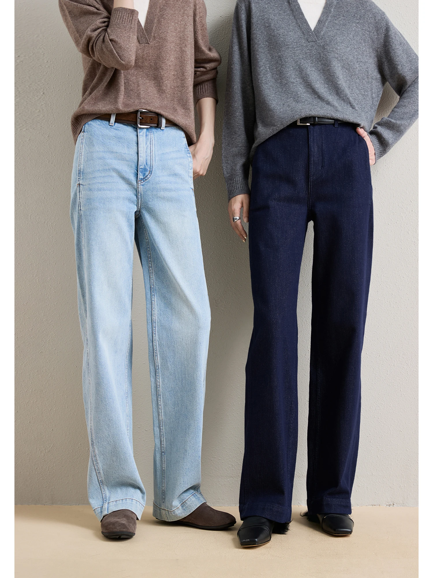 

ChangDX Утягивающие джинсы с высокой талией и широкими штанинами Arp Knife Pants Crisp Fabric Casual Waed Deep Blue Silver Tead Cotton Polyyes...