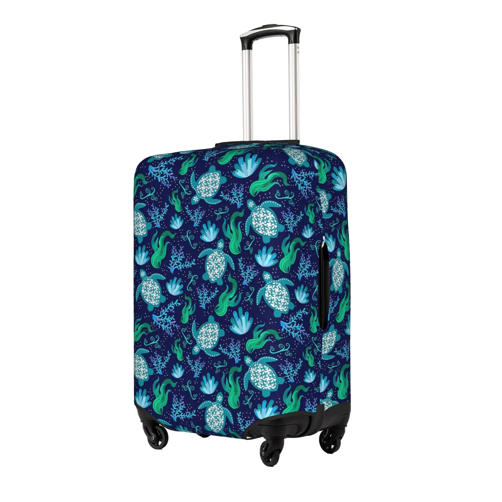 Bigger Scale Sea Turtles on Navy Luggage Cover Cute  Suitcase Protector Covers Suit For 18-32 inch