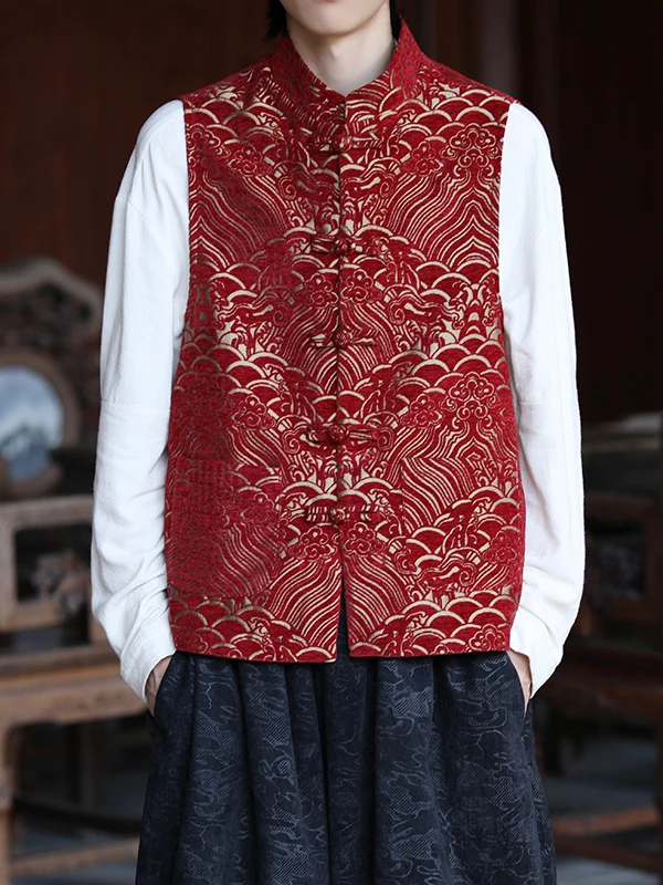 

Новый китайский костюм Sle Tang, мужской весенне-осенний жилет с вышивкой в стиле ретро, ханьфу, большой размер, жакет с подплечниками, пальто