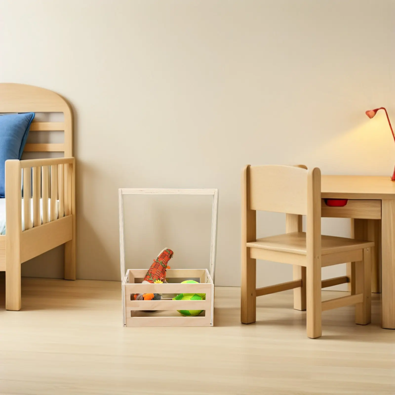 Vintage Wooden Baby Shower Crate Rustic Storage Box Natural Non-Toxic Baby Clothes Organizer Nursery Display Basket