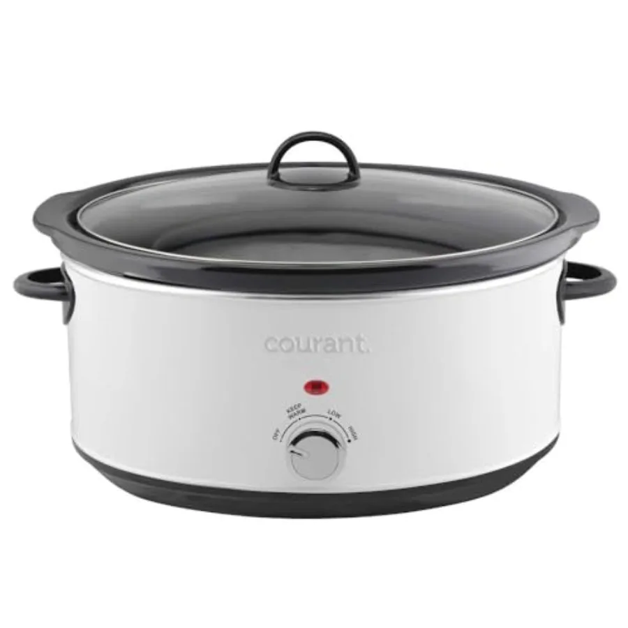 

7-quart slow cooker with oval ceramic pot nonstick coating 3 adjustable temperatures dishwasher safe versatile cookware for lar