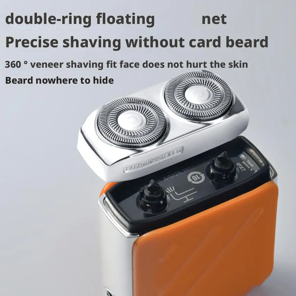 ماكينة حلاقة كهربائية محمولة دوارة برأس مزدوج للرجال ماكينة حلاقة صغيرة للسفر من النوع C شحن شفرات جيب مقاومة للماء #4