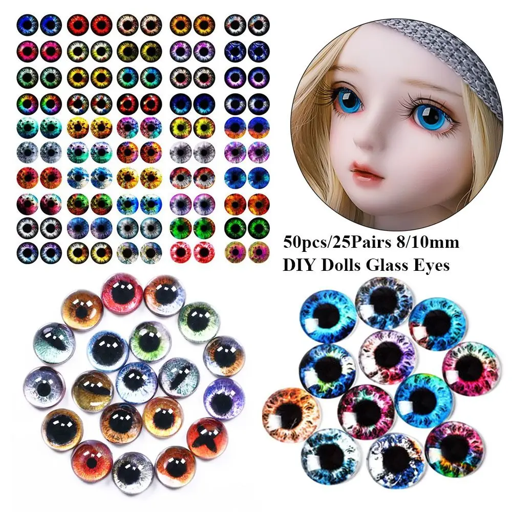 25Pair 6/8/10mm Plastic Doll Eyeballs Glass DIY Doll Animals Eyes for Children Toys Dinosaur Animal Cat Eye Time Gem Accessories