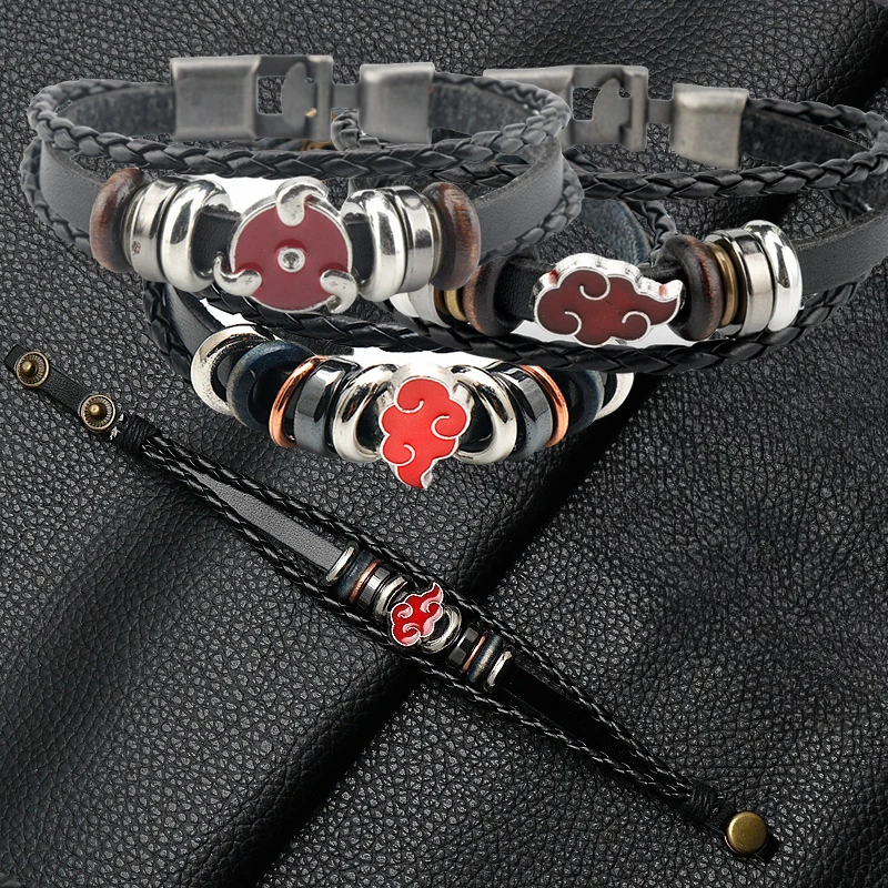 

Naruto Sasuke Handmade Bracelet Anime Character Cowhide Knitted Couple Rope Chain Bracelet for Men's Women's Birthday Gifts