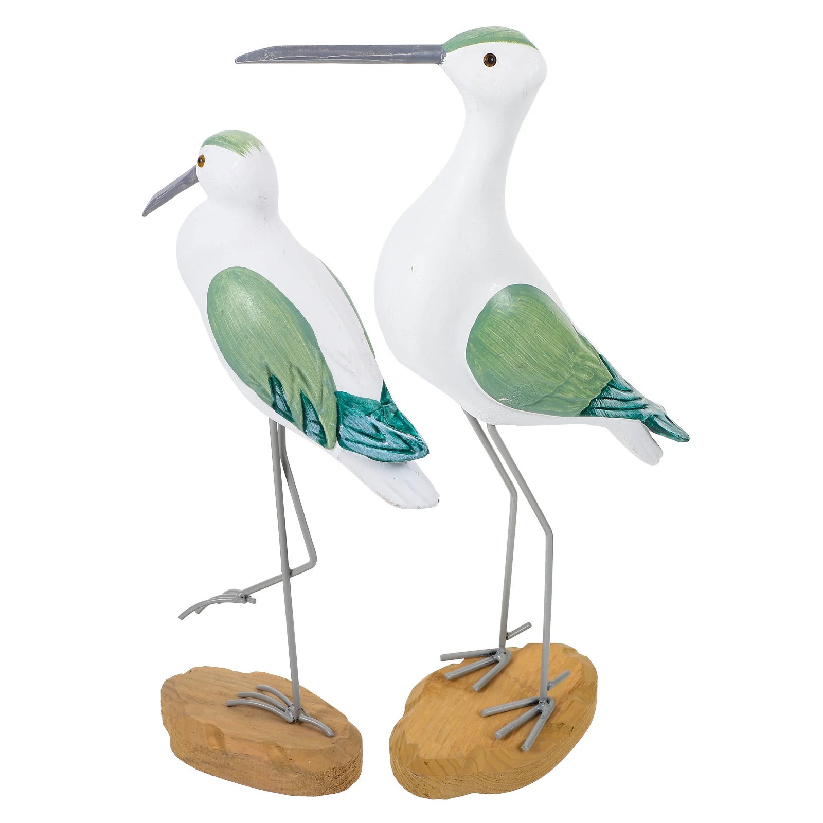 

2 Pcs Seagull Ornaments Decor Statue Wooden Desktop Sculpture Bird Adornment Craft Camping Hammock