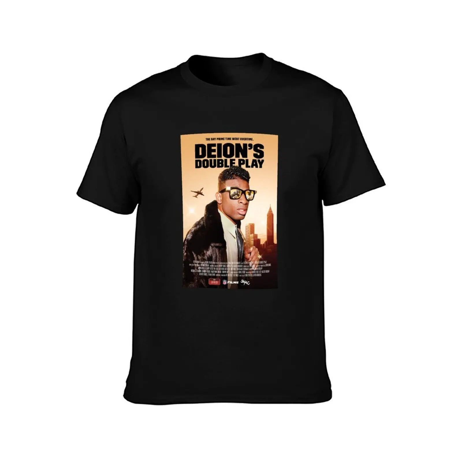 Deion Sanders Double Plays T-Shirt, Summer Casual Cotton Tee, Oversized Streetwear Tops, Vintage Graphic Print, Unisex Men Women