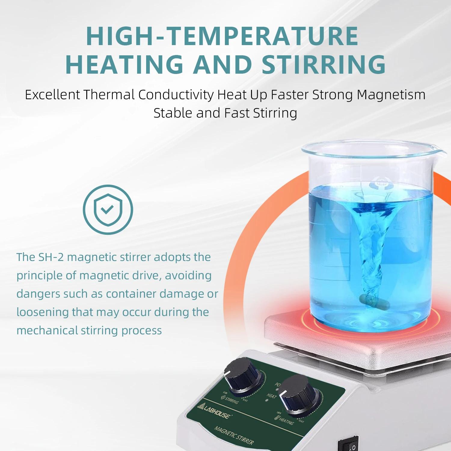 LABHOUSE LHS‑2 Hot Plate Magnetic Stirrer, Max 300°C/572°F, 2000 RPM, 2L Stirring Capacity
