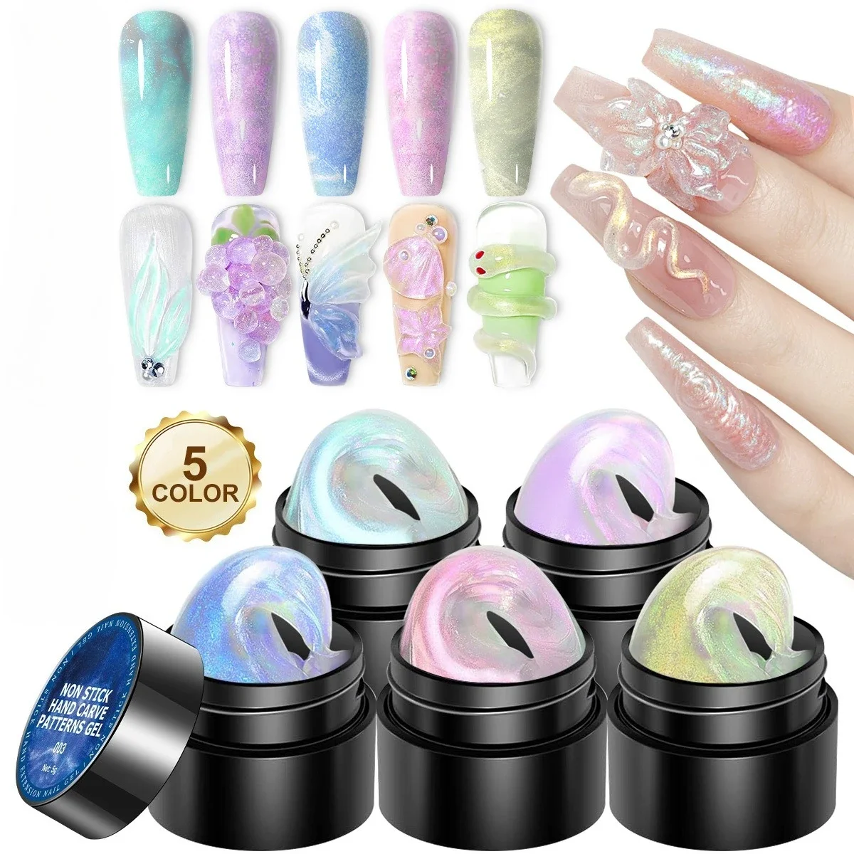 Biały, nieprzywierający żel do przedłużania paznokci, do modelowania 3D, rzeźbienia, zdobienia kwiatami, do samodzielnego wykonania zdobień paznokci, akrylowy, hurtowo.