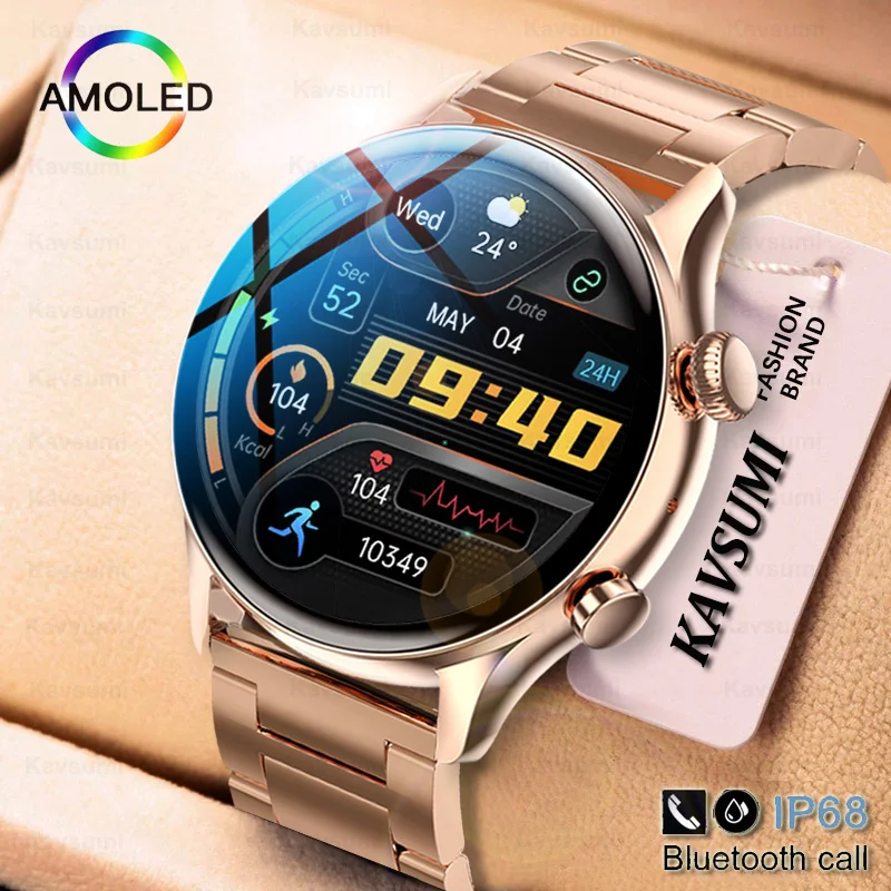 GUHUAVMI 2024 Bluetooth Call Ladies Smart Watch Men AMOLED 390*390 HD Screen Always Display Watches Custom Dial NFC SmartWatch