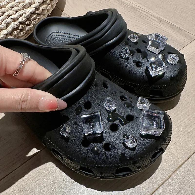Creative Simulation Ice Cube Shoe Charms Set for Girls DIY Garden Shoe Decoration Quality Designer Hole Shoes Accessories Gift