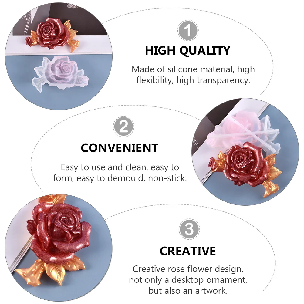 1 قطعة قالب السيليكون الوردي لتقوم بها بنفسك قالب راتنجات الايبوكسي صينية الصب الإبداعية للحلي زهرة الورد الزخرفية قالب ذاتي الصنع