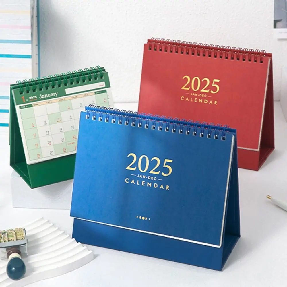 Creative 2024-2025 Calendar Thick Paper Portable Standing Flip Calendar Memo Pad with Sticker Time Manegement Organizers Gifts