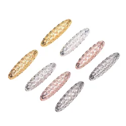 10PCS Long Oval Tube Shape 11x5mm 15x5mm 19x5mm Hollow Mesh Brass Metal Plated Gold/Silver Color Loose Beads For Jewelry Making