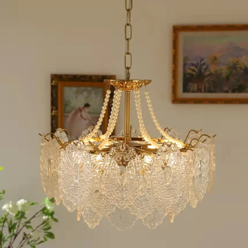 French light luxury retro princess homeowner bedroom lamp creative art chandelier