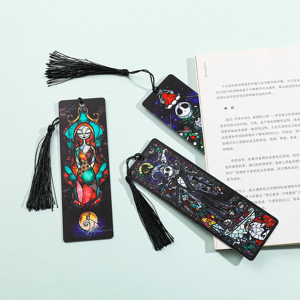 مجموعة الإشارات المرجعية الكابوس قبل عيد الميلاد مع شرابة جاك سكيلينغتون سالي الكرتون كتاب ماركر للأطفال المشجعين هدية القرطاسية