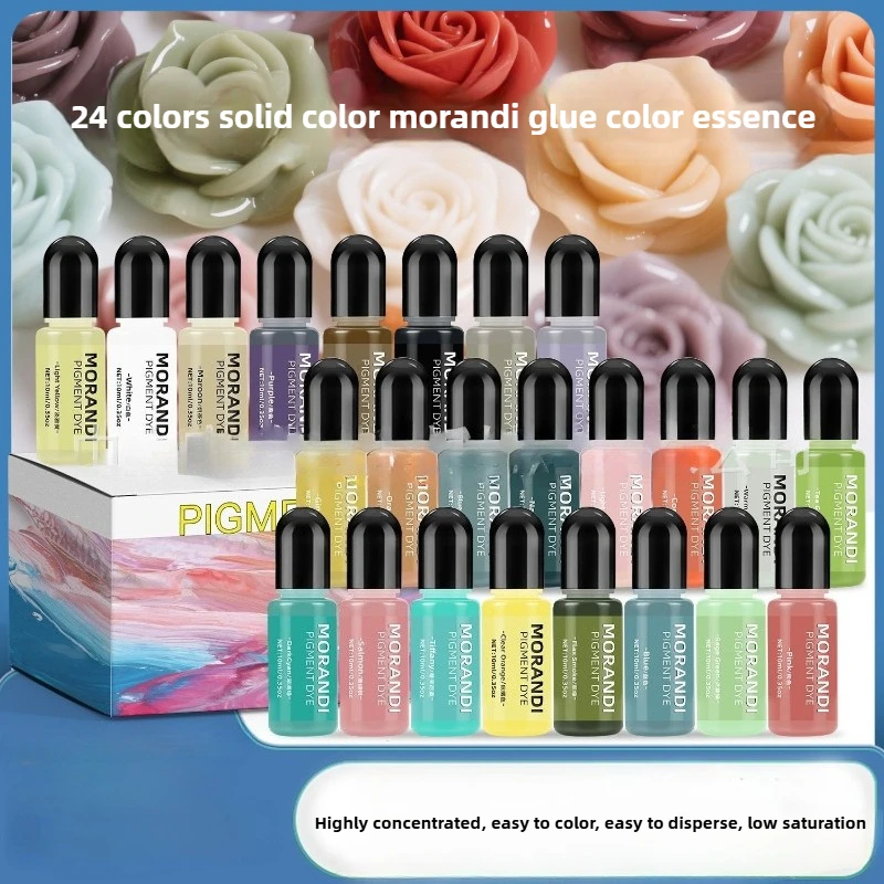 

24 Colors 10ml Morandi Color Essence Handmade DIY Epoxy Resin AB Glue UV Glue Dye Pigment