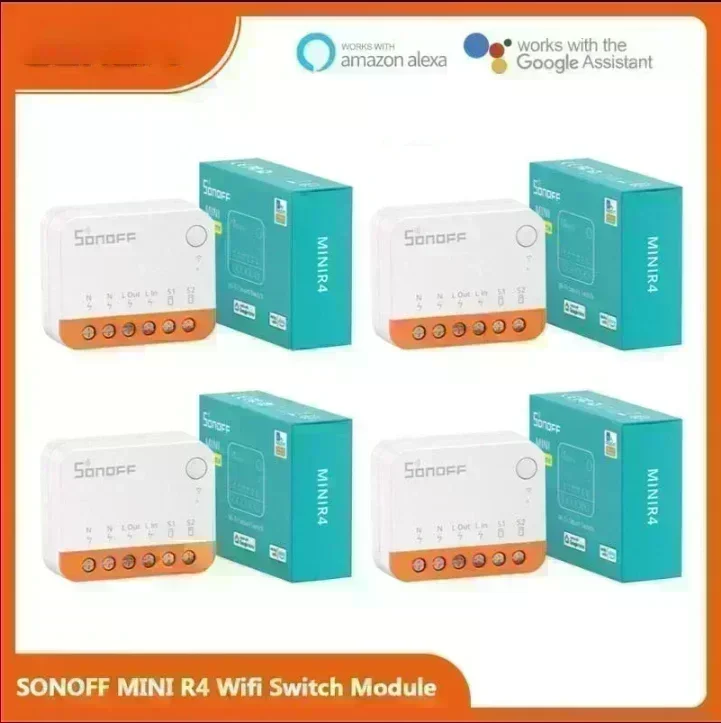 Sonoff MINI R4 Wifi 2 Way Smart Home Relay Switch Wireless Module Surpport R5 S-MATE Works with Alexa Google Home ewelink APP