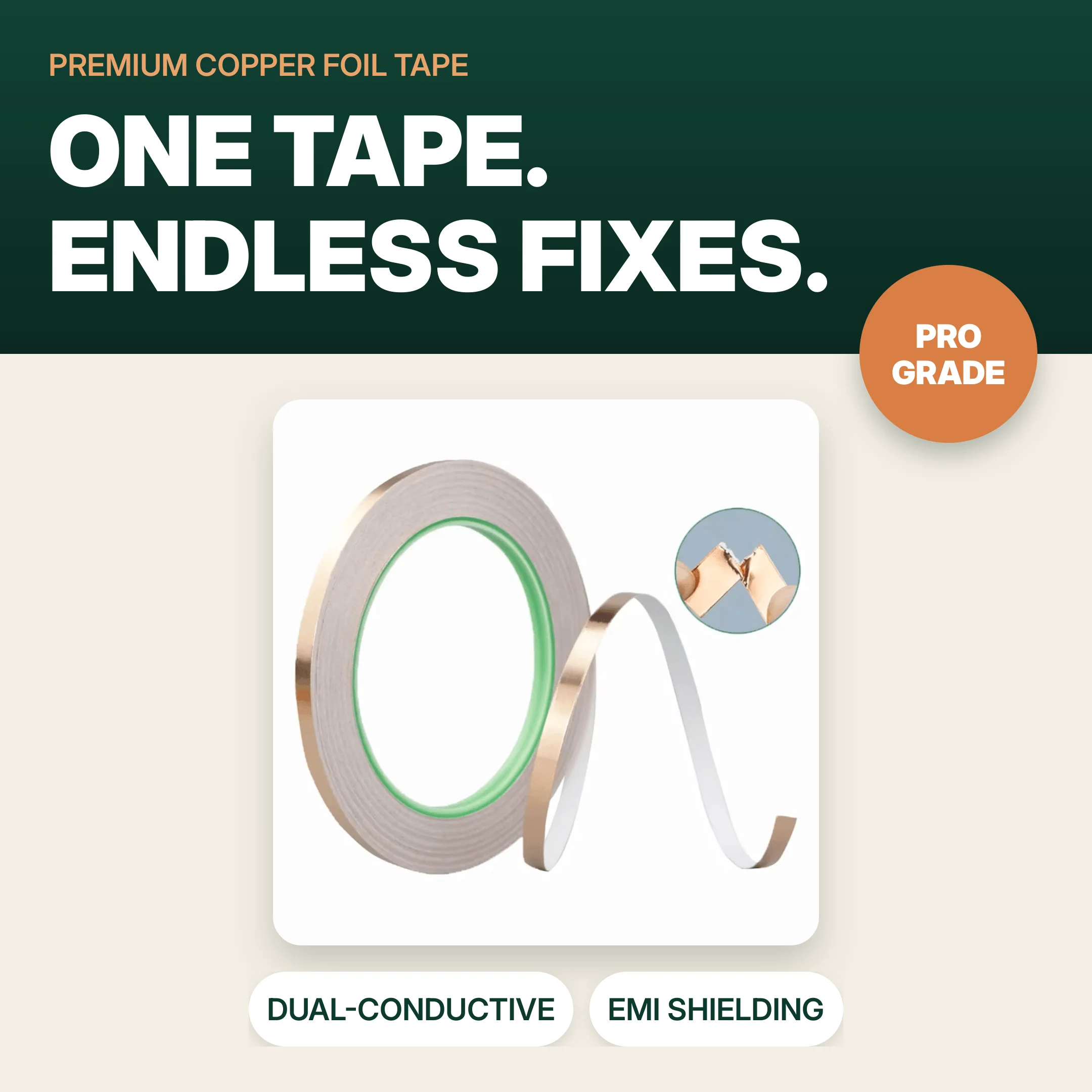 Conductive Copper Foil Tape 5/6/8/10/12/15/20mm 20m Adhesive EMI Shielding Tape for Guitar Repellent DIY