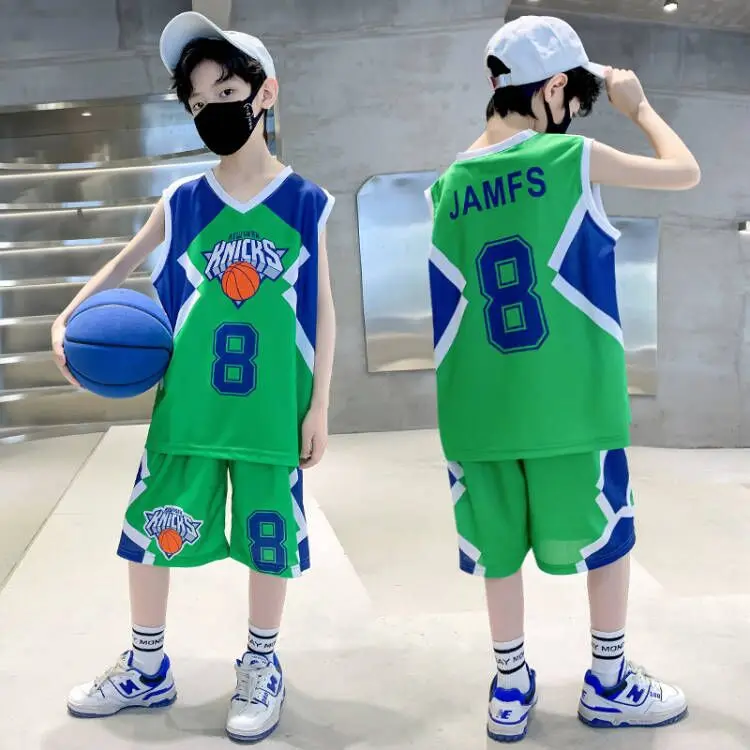 Boys Girl Sporty Suit Children's Loose Ventilate Basketball Football Kids Party Training Clothes Ice Shreds Quick-drying Sets