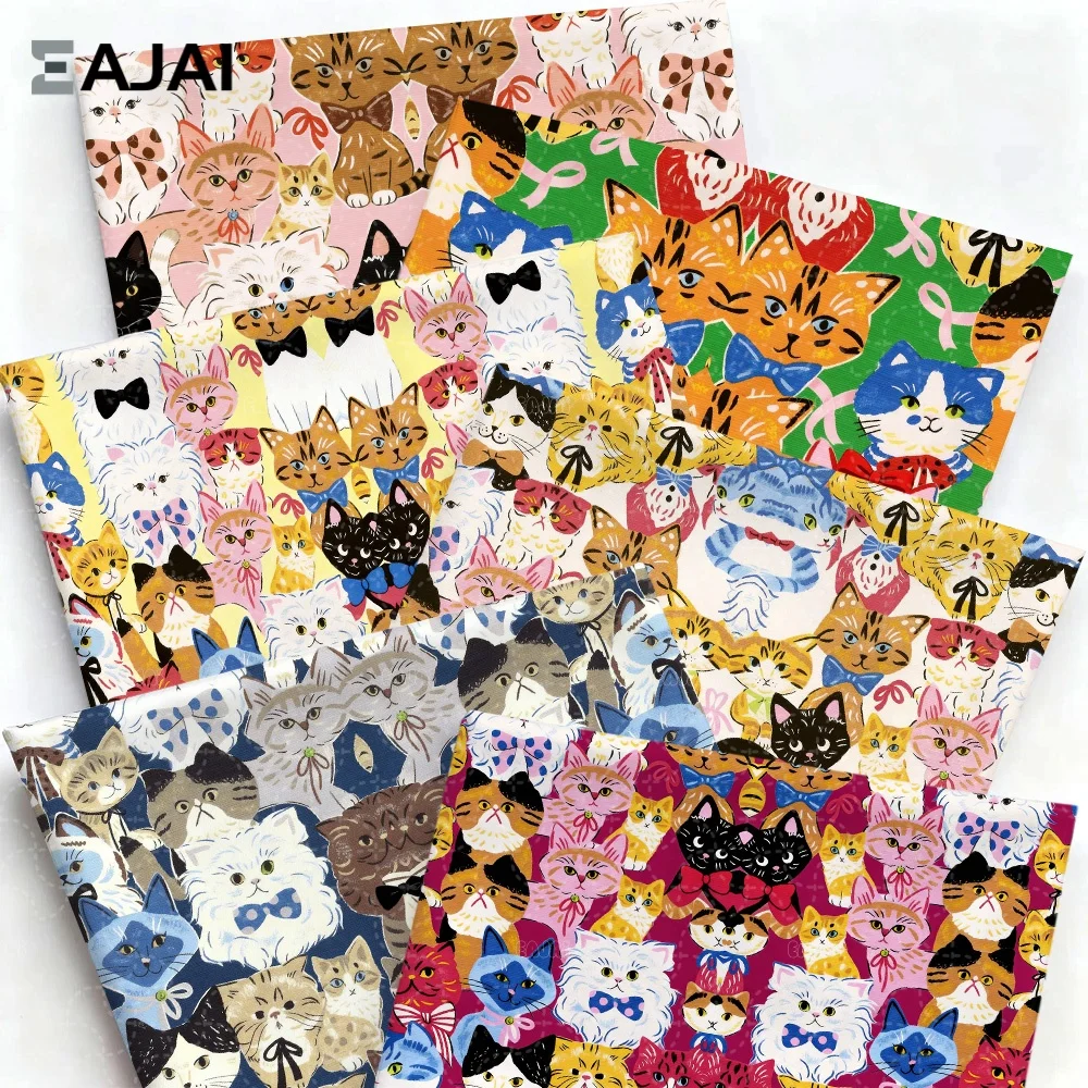 

Eajai Cloth Japanese Cat Floral Fabric Material 2026 for Sewing Cotton Customized DIY Home Decor