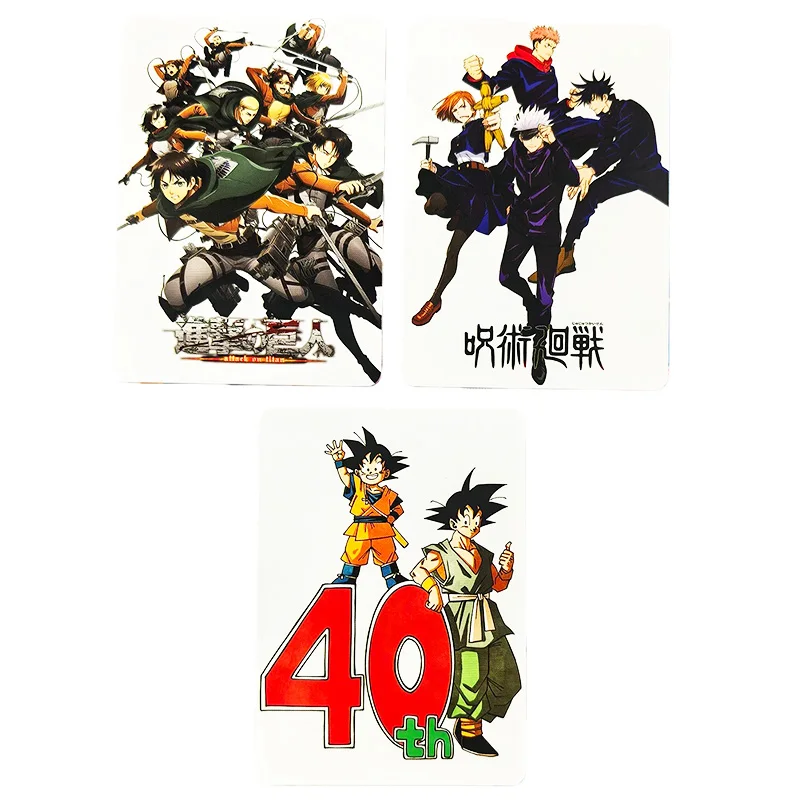 3pcs/set Dragon Ball Z Jujutsu Kaisen Completion Commemorative Card Goku Gojo Satoru Eren Jaeger Levi Game Collection Cards