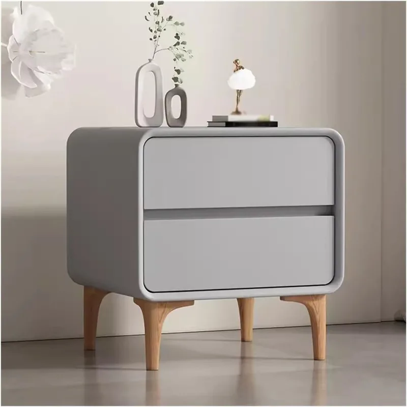 

home.Tables Simple Solid Wood Nightstand Pure Color Cream Style Organizer Bedroom Home Storage Bedside Table Large Capac