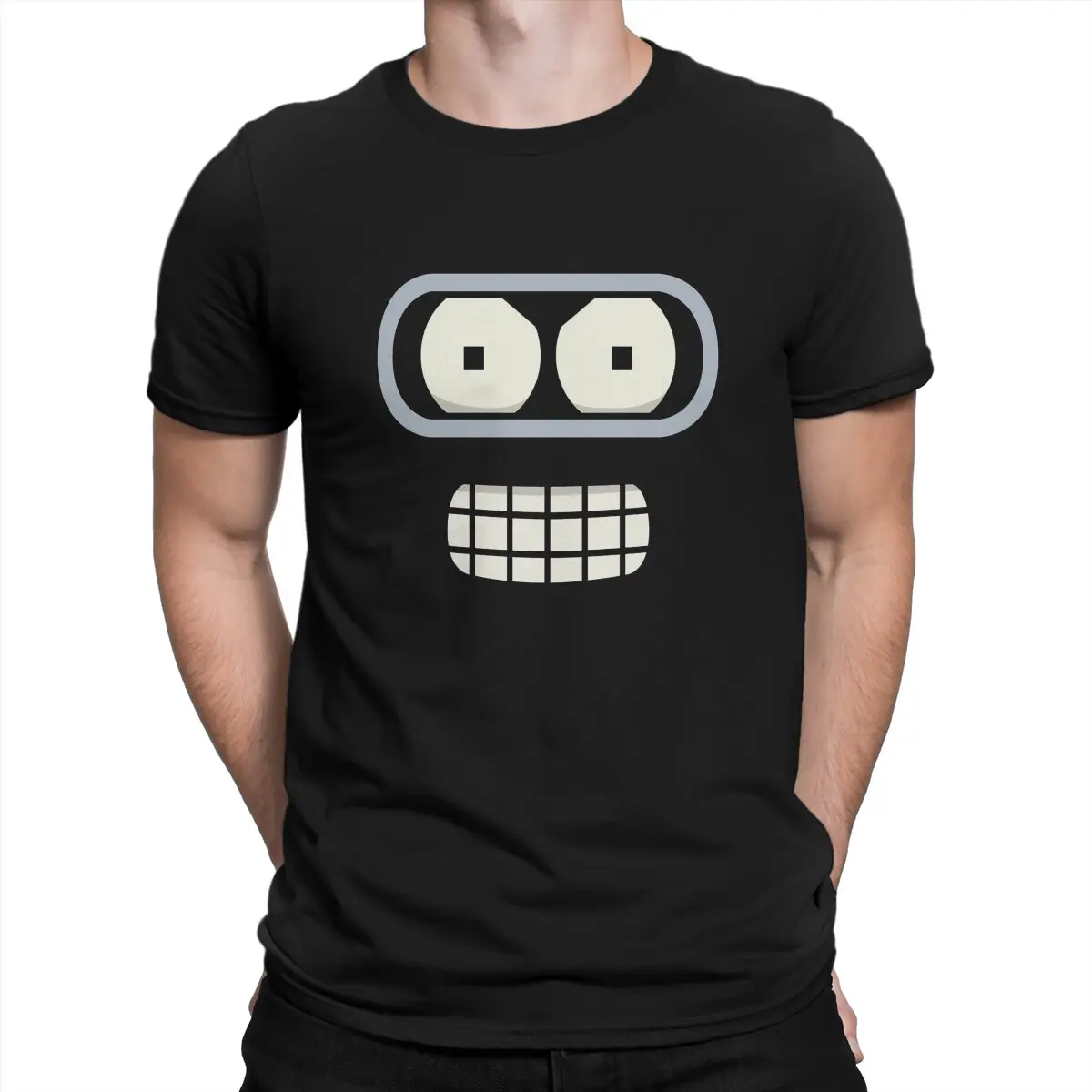 Bender's Face T-Shirts Men F-Futurama Leisure Pure Cotton Tees Crewneck Short Sleeve T Shirt Birthday Present Tops