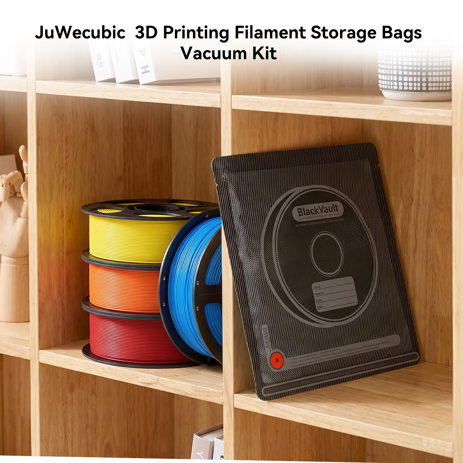 JuWecubic 30-Pack Filament Storage Bags ，Light-Proof Vacuum Sealed 3D Printer Accessories with 30 Vacuum Storage Bags Kit 6