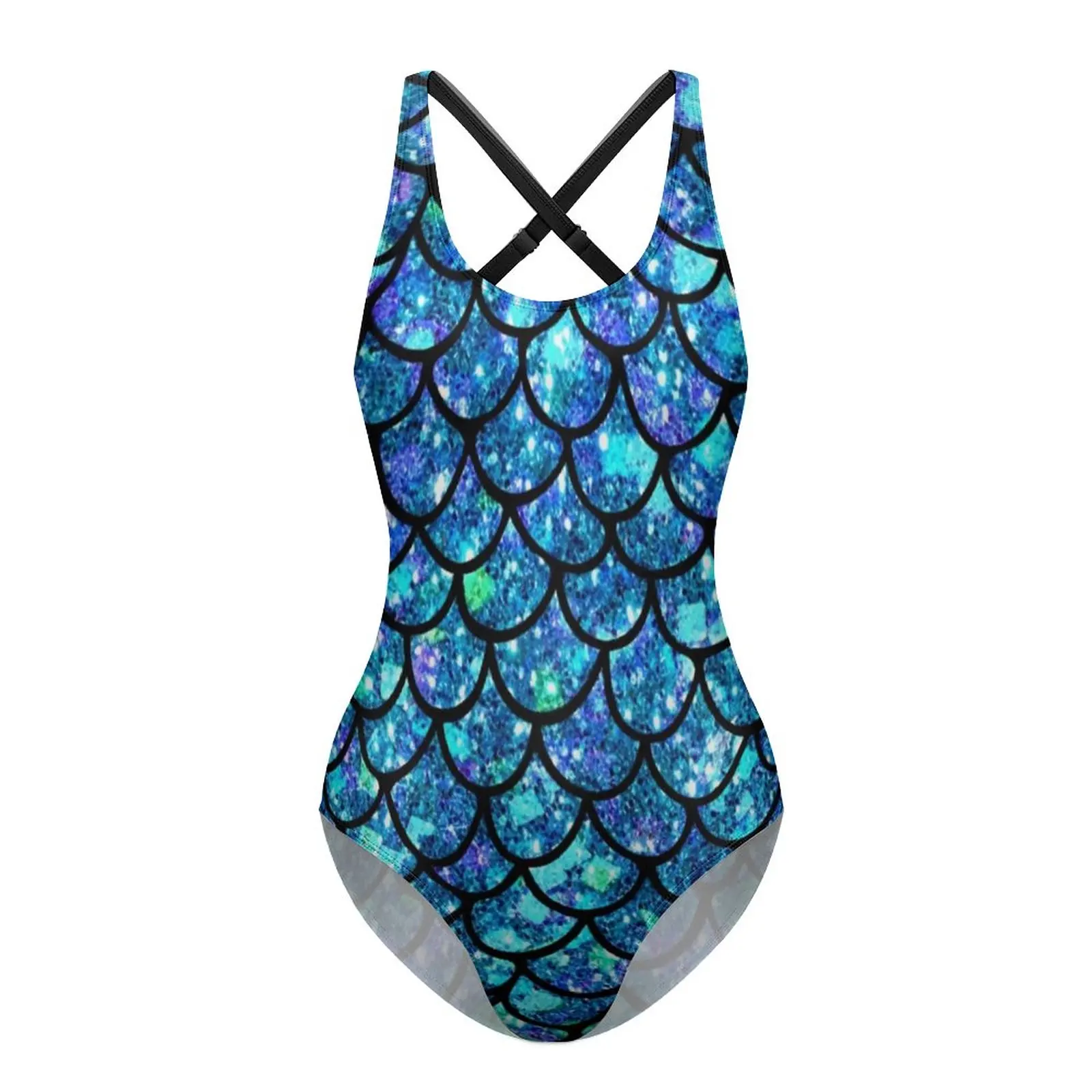 Sparkly Mermaid Scales Swimsuit Magical Colorful Print Chic Swimwear Summer Female Sale 1-Piece Bathing Suit